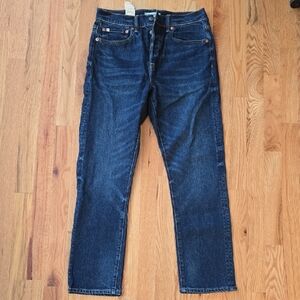 AE77-American Eagle Outfitters Dark Blue Cropped Women's Jeans